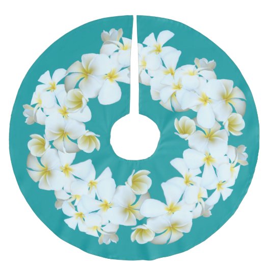 Lagoon Blue Tropical Plumeria kerstboomrok Kerstboom Rok (Voorkant)