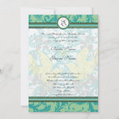 Lagoon Endive Birds Damask Gray Wedding Kaart (Voorkant)