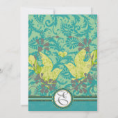Lagoon Endive Birds Damask Gray Wedding Kaart (Achterkant)
