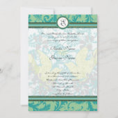 Lagoon Endive  Tortelduifjes Damask Wedding Kaart (Voorkant)