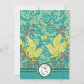 Lagoon Endive  Tortelduifjes Damask Wedding Kaart (Achterkant)