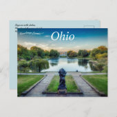 Lagoon met standbeeld Cleveland Museum of Art Ohio Briefkaart (Voorkant / Achterkant)