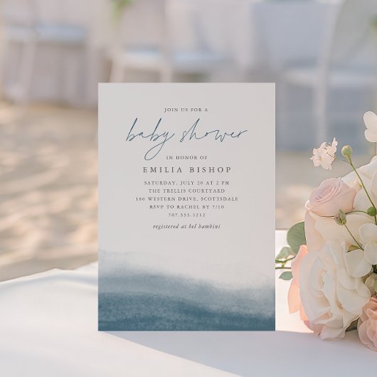 Lagoon Tides Coastal Waterverf Baby shower Kaart