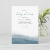 Lagoon Tides Coastal Waterverf Baby shower Kaart (Staand voorkant)