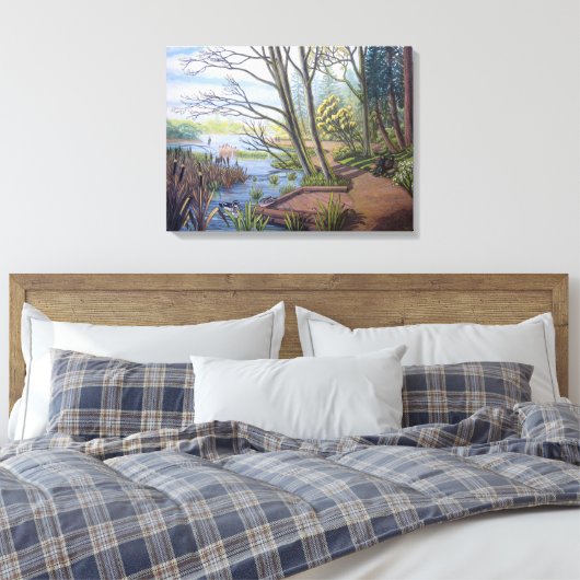 Lagoon Vancouver van het Lente Landschap Schildere Canvas Afdruk (Insitu (Slaapkamer))