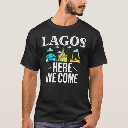 Lagos Nigeria City Trip Skyline Map Revel T-shirt (Voorkant)