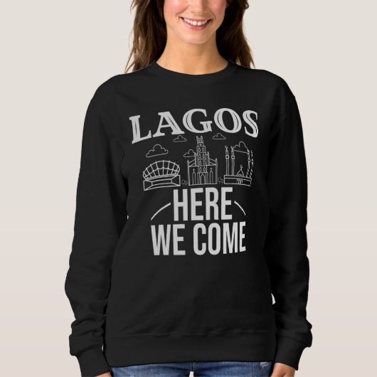 Lagos Nigeria City Trip Skyline Map Travel Trui (Voorkant)