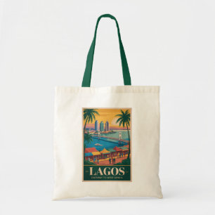 Lagos Nigeria Illustratie Reis Kunst Vintage Tote Bag