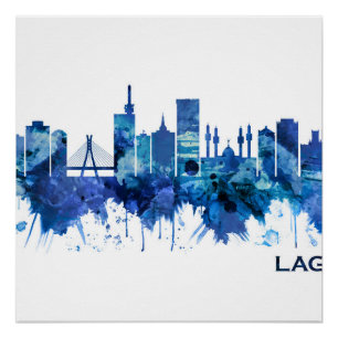 Lagos Nigeria Skyline Blue Perfect Poster