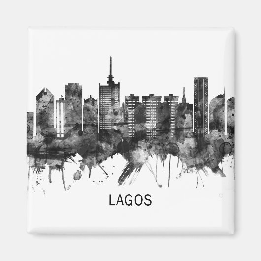 Lagos Nigeria Skyline BW Magneet (Voorkant)