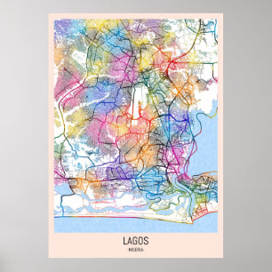 Lagos Nigeria Stadkaart Poster