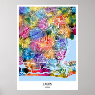 Lagos Nigeria Stadsplattegrond Poster