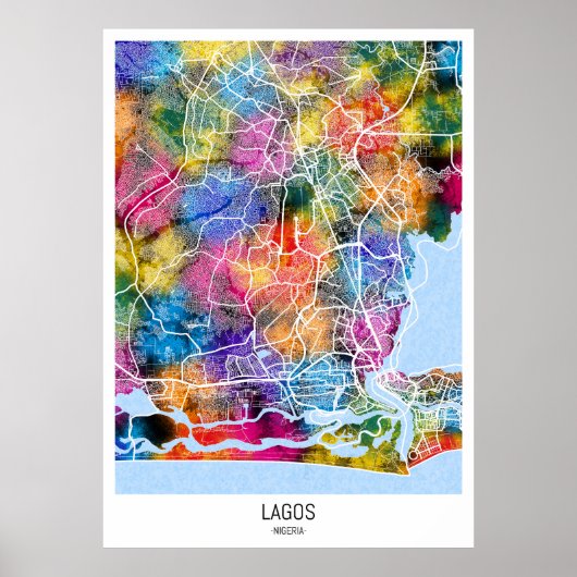 Lagos Nigeria Stadsplattegrond Poster (Voorkant)