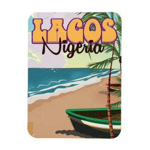 Lagos, Nigeria vintage reisposter Magneet