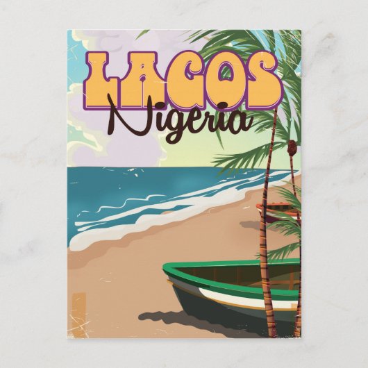 Lagos, Nigeriaans poster van het vintage-reizen Briefkaart (Voorkant)