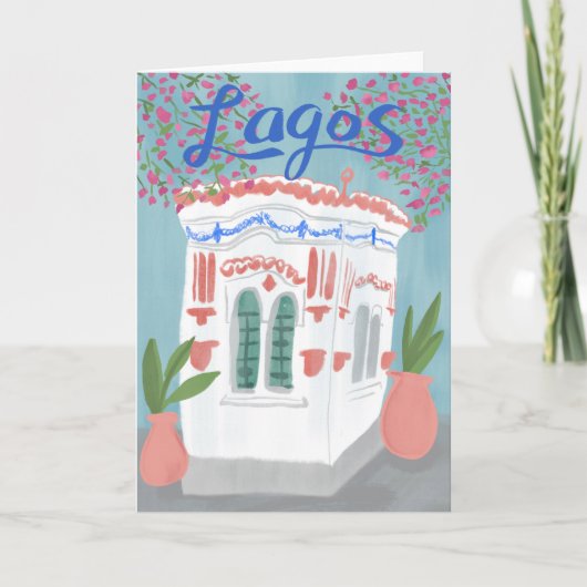 Lagos Portugal Quiosque Algarve Schattigee handgem Kaart (Voorkant)