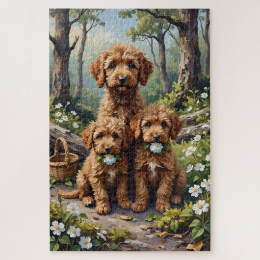 Lagotto Romagnolo Bosbloesem Kunst Legpuzzel (Verticaal)