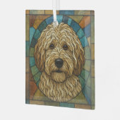 Lagotto Romagnolo Dog "Glas in lood" Glas Ornament (Voorkant links)
