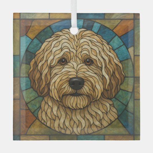 Lagotto Romagnolo Dog "Glas in lood" Glas Ornament (Voorkant)