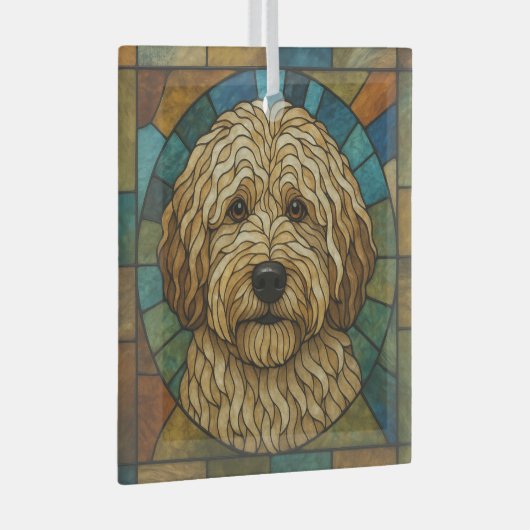 Lagotto Romagnolo Dog "Glas in lood" Glas Ornament (Voorkant Rechts)