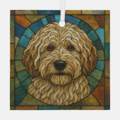 Lagotto Romagnolo Dog "Glas in lood" Glas Ornament (Achterkant)