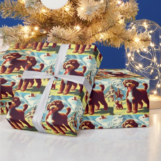  Lagotto Romagnolo Dog Painting Cadeaupapier (Feestdagen)