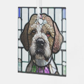 Lagotto Romagnolo "Glas in lood" Glas Ornament (Voorkant links)