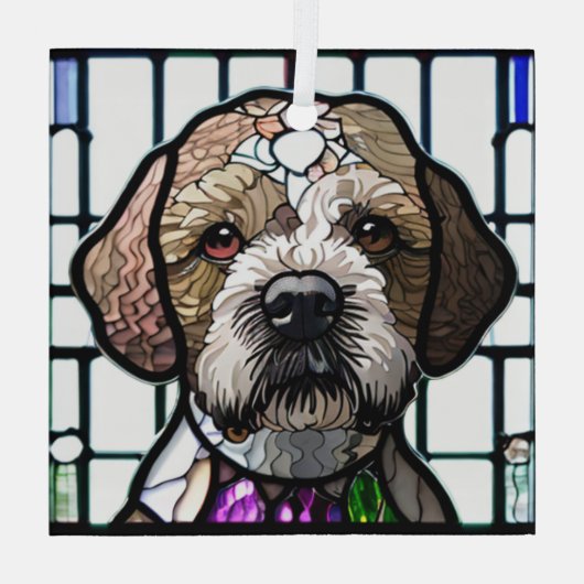 Lagotto Romagnolo "Glas in lood" Glas Ornament (Achterkant)