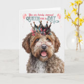 Lagotto Romagnolo Hond Koningin Dag Grappige Verja Kaart (Gele Bloem)