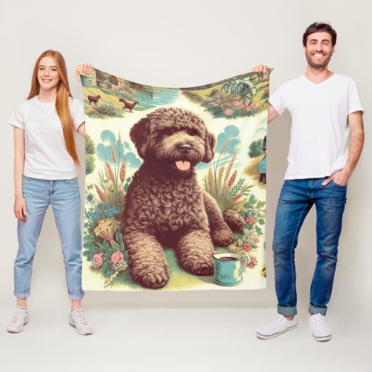  Lagotto Romagnolo Illustratie Fleece Deken (In situ)