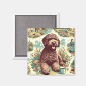 Lagotto Romagnolo Illustratie Magneet (Voorkant / Achterkant)