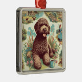  Lagotto Romagnolo Illustratie Metalen Ornament (Rechts)