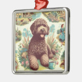  Lagotto Romagnolo Illustratie Metalen Ornament (Links)