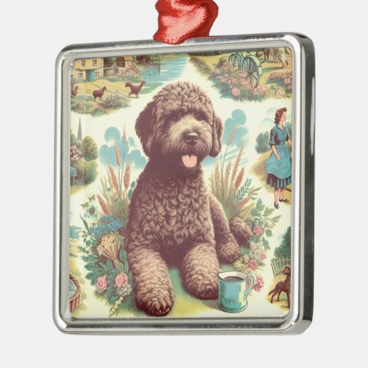 Lagotto Romagnolo Illustratie Metalen Ornament (Links)