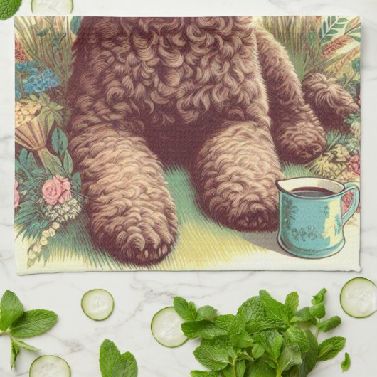  Lagotto Romagnolo Illustratie Theedoek (Gevouwen)