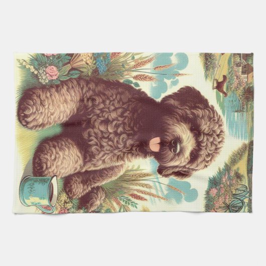  Lagotto Romagnolo Illustratie Theedoek (Horizontaal)