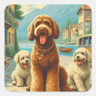  Lagotto Romagnolo Illustratie Vierkante Sticker