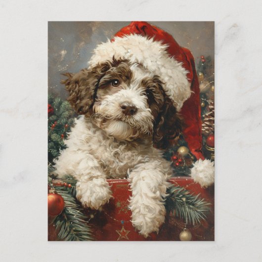 Lagotto Romagnolo Kerst Briefkaart (Voorkant)