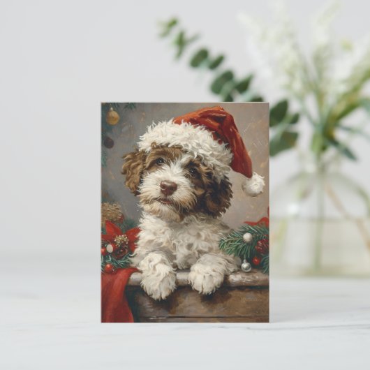 Lagotto Romagnolo Kerst Briefkaart (Staand voorkant)