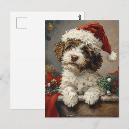 Lagotto Romagnolo Kerst Briefkaart (Voorkant / Achterkant)