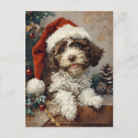 Lagotto Romagnolo Kerst Briefkaart (Voorkant)