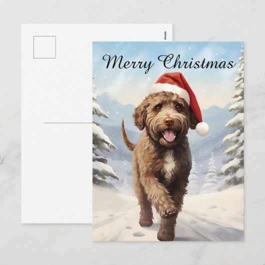 Lagotto Romagnolo Kerst Feestdagenkaart (Voorkant / Achterkant)