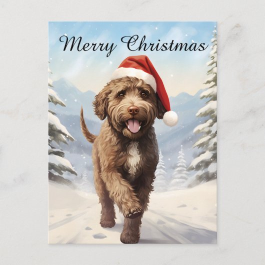 Lagotto Romagnolo Kerst Feestdagenkaart (Voorkant)
