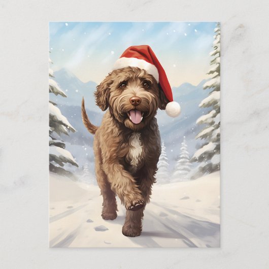 Lagotto Romagnolo Kerst Feestdagenkaart (Voorkant)