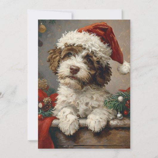 Lagotto Romagnolo Kerst Feestdagenkaart (Voorkant)