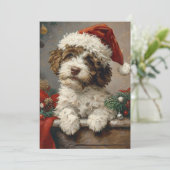 Lagotto Romagnolo Kerst Feestdagenkaart (Staand voorkant)