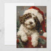 Lagotto Romagnolo Kerst Feestdagenkaart (Voorkant / Achterkant)