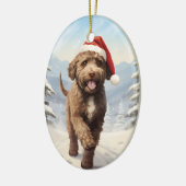 Lagotto Romagnolo Kerst Keramisch Ornament (Links)