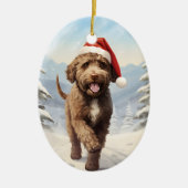 Lagotto Romagnolo Kerst Keramisch Ornament (Voorkant)