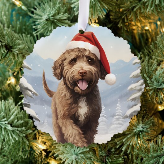 Lagotto Romagnolo Kerst Ornament Kaart (Insitu (Drie))